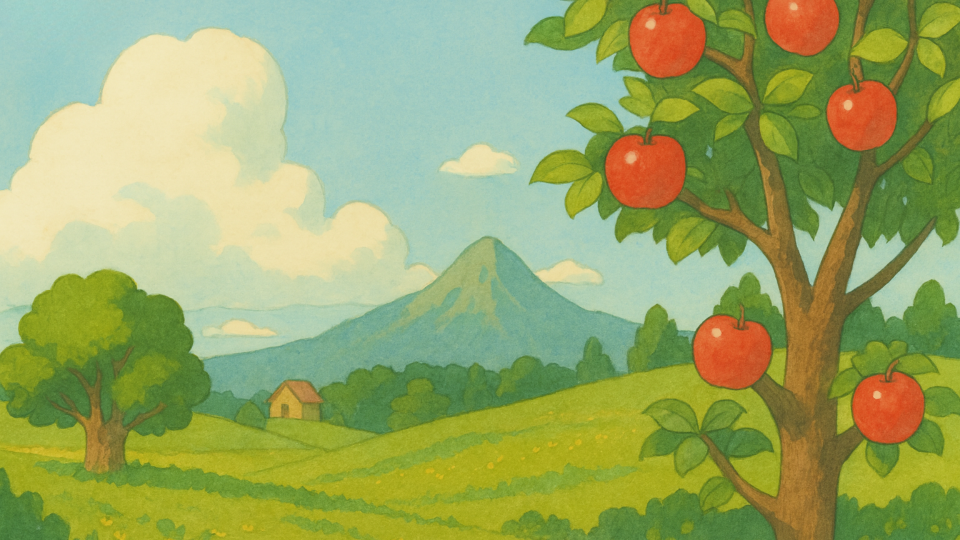Apple grove landscape background